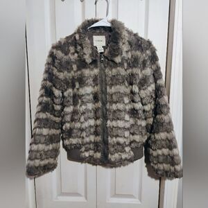 Cherokee Kids Faux Fur Jacket - Brown and Gray